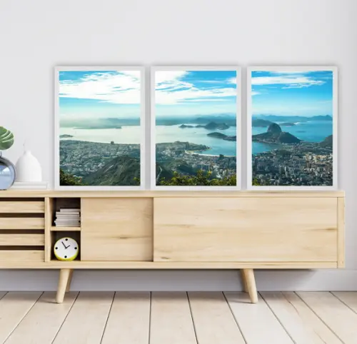 Kit 3 Quadros Decorativos Paisagem Rio De Janeiro Moldura