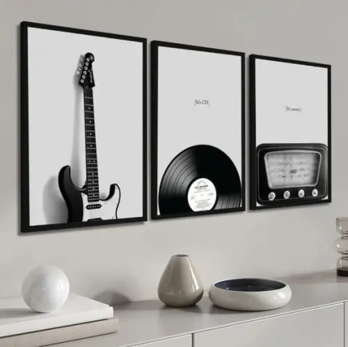 Kit 3 Quadros Decorativos Para Bar Quarto Sala Hall Moldura