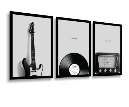 Kit 3 Quadros Decorativos Para Bar Quarto Sala Hall Moldura