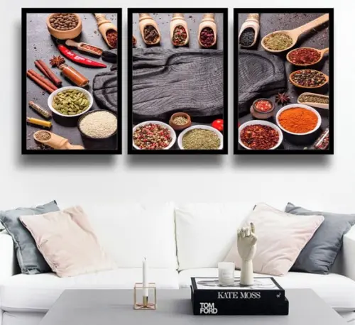 Kit 3 Quadros Decorativos Para Cozinha Restaurante Moldura