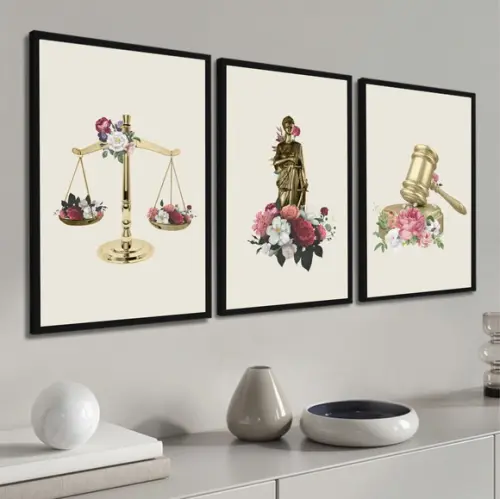 Kit 3 Quadros Decorativos para Escritório Advogado Direito