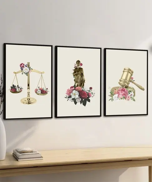 Kit 3 Quadros Decorativos para Escritório Advogado Direito
