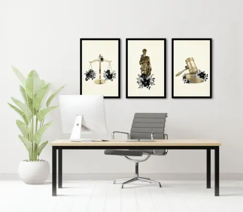 Kit 3 Quadros Decorativos Para Escritório Advogado Moldura