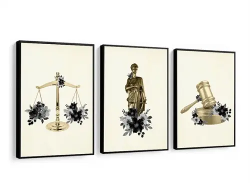 Kit 3 Quadros Decorativos Para Escritório Advogado Moldura