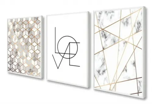 Kit 3 Quadros Decorativos para Quarto Casal Frases Moldura
