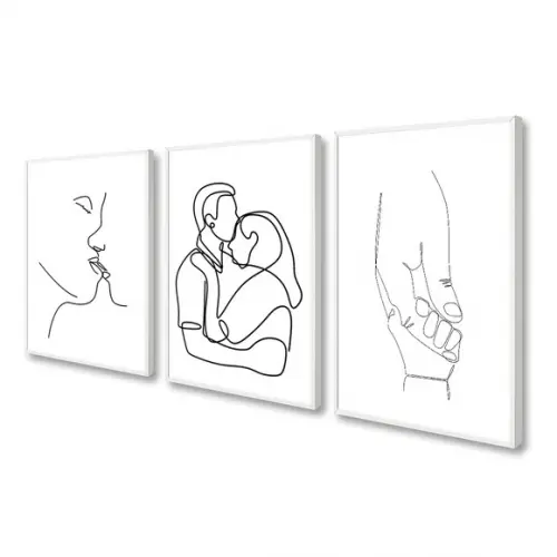 Kit 3 Quadros Decorativos Para Quarto De Casal Com Moldura