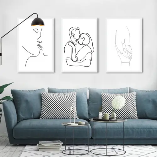 Kit 3 Quadros Decorativos Para Quarto De Casal Com Moldura