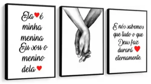 Kit 3 Quadros Decorativos Para Quarto De Casal Com Moldura