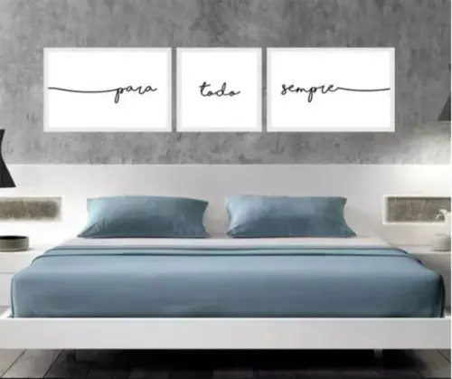 Kit 3 Quadros Decorativos Para Quarto De Casal Com Moldura