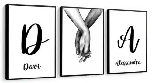 Kit 3 Quadros Decorativos para Quarto de Casal Personalizado