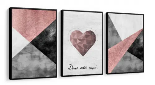 Kit 3 Quadros Decorativos Para Quarto De Casal Sala Moldura