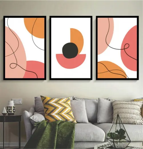 Kit 3 Quadros Decorativos Para Quarto Sala Corredor Moldura