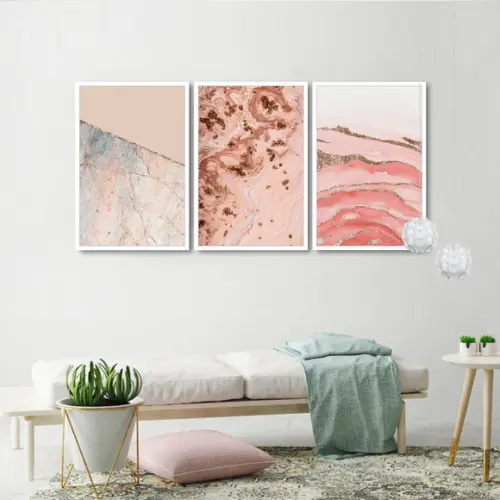 Kit 3 Quadros Decorativos Para Sala Abstrato Moderno Moldura