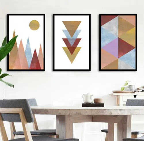 Kit 3 Quadros Decorativos Para Sala Abstrato Moderno Moldura