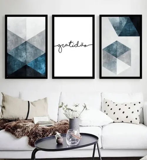 Kit 3 Quadros Decorativos Para Sala Com Frases Com Moldura
