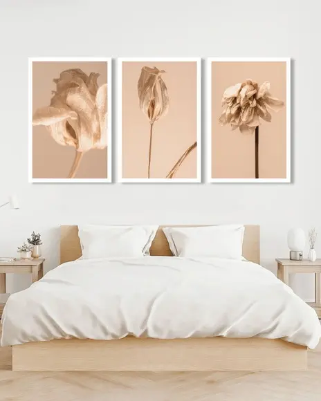 Kit 3 Quadros Decorativos Para Sala Folhagem Moderno Moldura