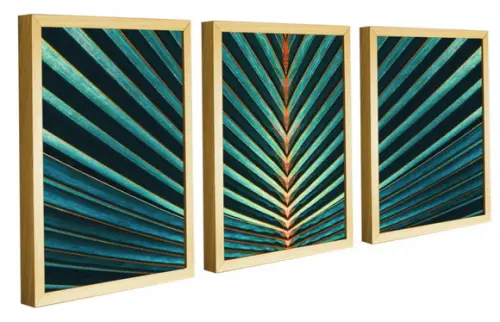 Kit 3 Quadros Decorativos Para Sala Folhagem Verde Molduras