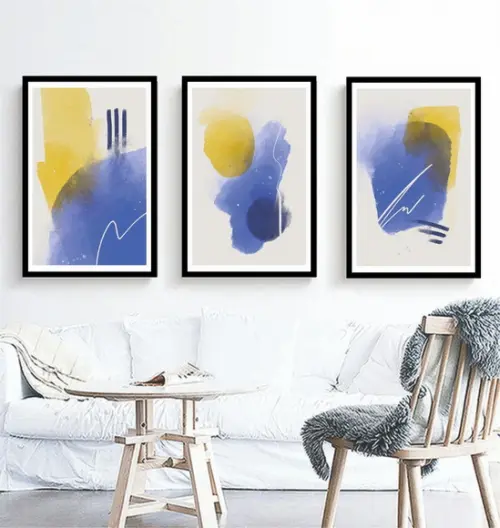 Kit 3 Quadros Decorativos Para Sala Moderno Conjunto Moldura