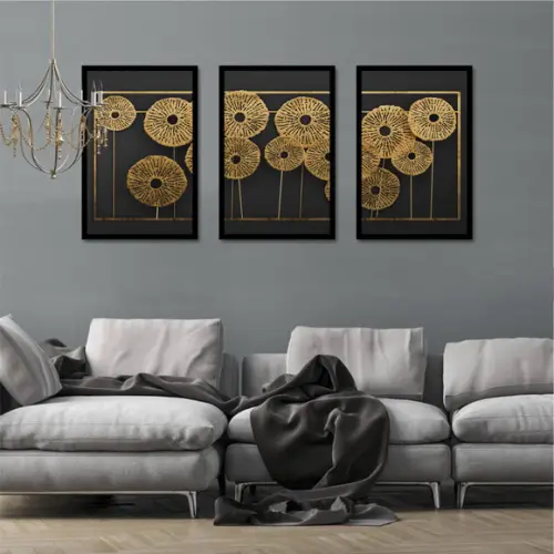 Kit 3 Quadros Decorativos Para Sala Modernos Com Moldura