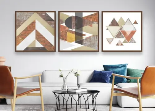 Kit 3 Quadros Decorativos Para Sala Modernos Grande Moldura