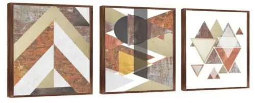 Kit 3 Quadros Decorativos Para Sala Modernos Grande Moldura