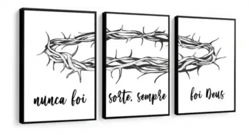Kit 3 Quadros Decorativos Para Sala Oração Frases Moldura