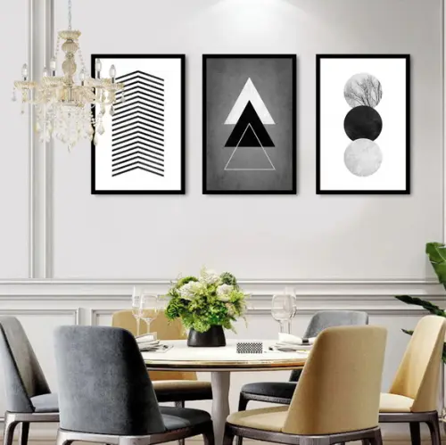Kit 3 Quadros Decorativos Para Sala Preto e Branco Molduras