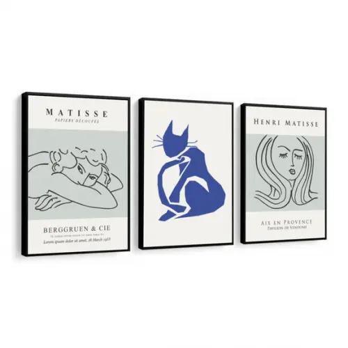 Kit 3 Quadros Decorativos Para Sala Quarto Matisse Moldura