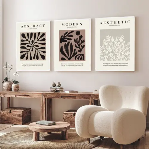 Kit 3 Quadros Decorativos Para Sala Quarto Matisse Moldura