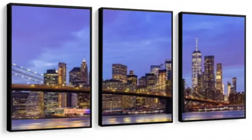 Kit 3 Quadros Decorativos Ponte Brooklyn Nova York Cidades