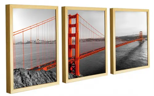 Kit 3 Quadros Decorativos Ponte Golden Gate Sala Com Moldura