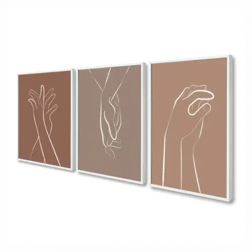 Kit 3 Quadros Decorativos Quarto De Casal Mãos Dadas Moldura