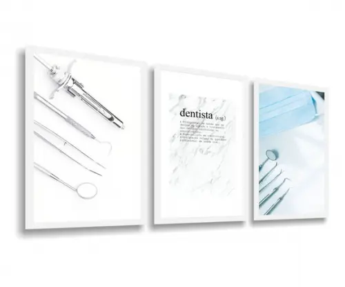 Kit 3 Quadros Decorativos Recepção Consultório Dentista Hall