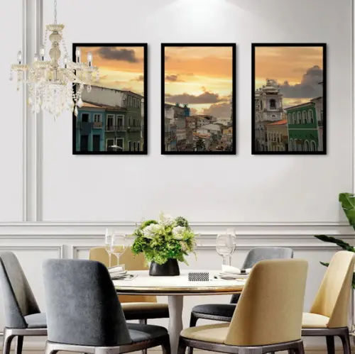 Kit 3 Quadros Decorativos Salvador Bahia Pelourinho Moldura