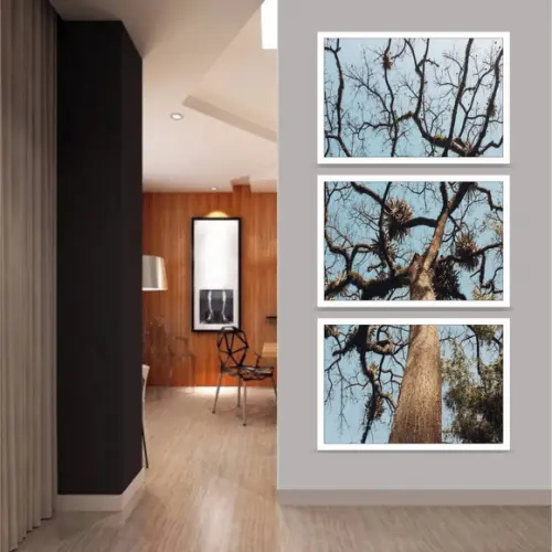 Kit 3 Quadros Decorativos Vertical Arvore Paisagem Moldura