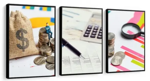 Kit 3 Quadros Escritório Contabilidade Decoração Com Moldura