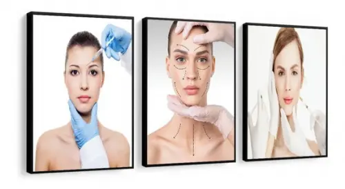 Kit 3 Quadros Estética Salão Beleza Botox Decoração Molduras