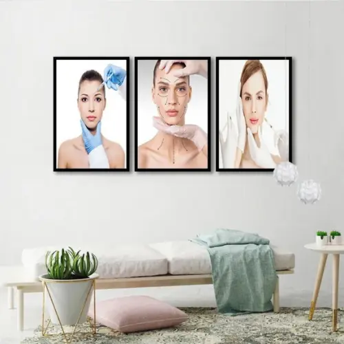 Kit 3 Quadros Estética Salão Beleza Botox Decoração Molduras