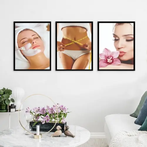 Kit 3 Quadros Estética Spá Nutricionista Decoração Molduras
