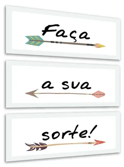Kit 3 Quadros Faça Sua Sorte Frases Casal Decoração Molduras