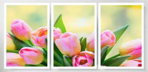 Kit 3 Quadros Flores Rosas Sépia Folhagem Decoração Moldura
