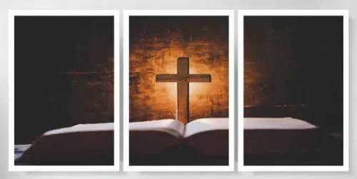 Kit 3 Quadros Jesus Cristo Religioso Decoração Com Moldura