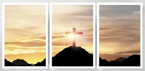 Kit 3 Quadros Jesus Cristo Religioso Fé Decoração Moldura