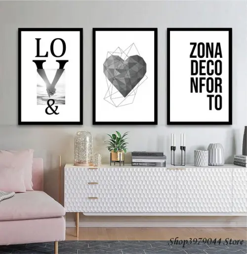 Kit 3 Quadros Love Quarto Casal Decoração Frases Molduras