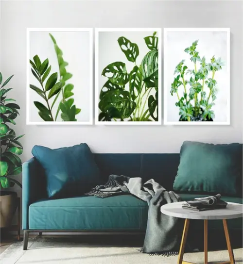 Kit 3 Quadros Monstera Folhagem Tropical Decoração Moldura