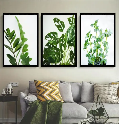 Kit 3 Quadros Monstera Folhagem Tropical Decoração Moldura