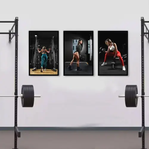 Kit 3 Quadros Musculação Academia Fitness Decoração Moldura