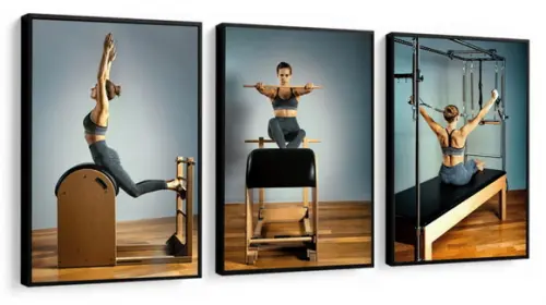 Kit 3 Quadros Musculação Academias Fitness Decoração Moldura
