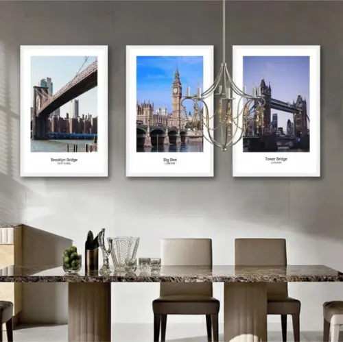 Kit 3 Quadros Nova York e Londres Cidades Decoração Moldura