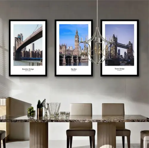 Kit 3 Quadros Nova York e Londres Cidades Decoração Moldura